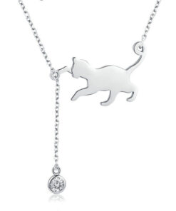 Elegant Cat Silver Necklace