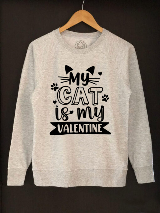 Printed sweatshirt-My Cat is My Valentine, Women