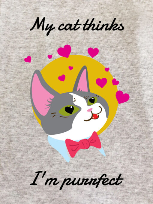 Printed Sweatshirt-My cat thinks I’m purrfect, Women