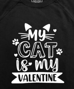 Printed sweatshirt-My Cat is My Valentine, Women-Black